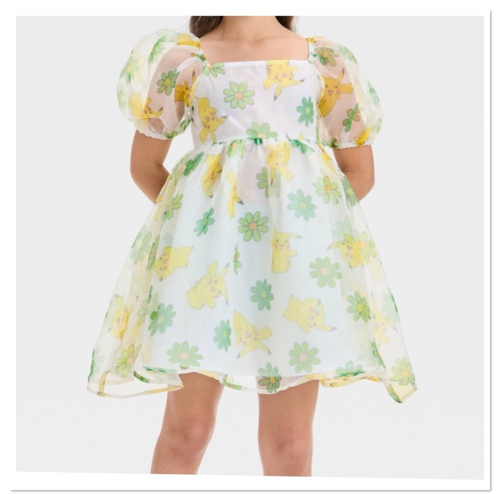 Girl’s Pokemon Pikachu Organza Floral Kids Dress